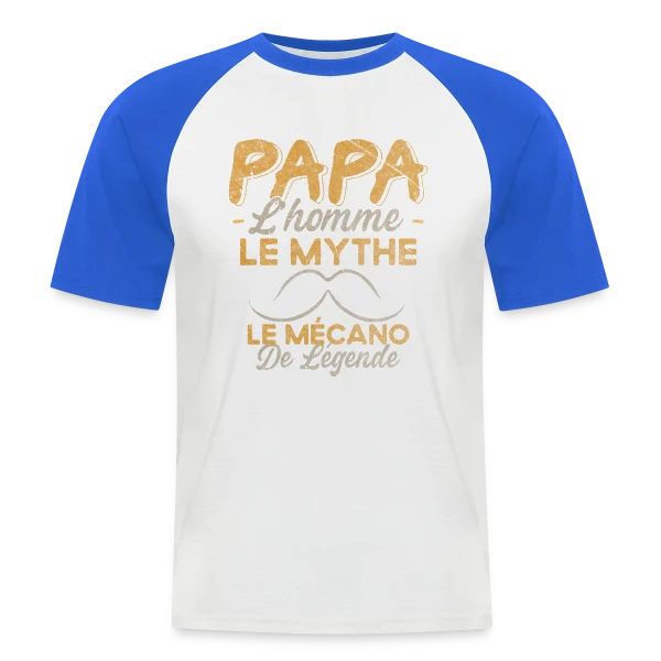 Papa Mécanicien de Légende - Humour Cadeau Atelier sur T-shirt baseball manches courtes Homme