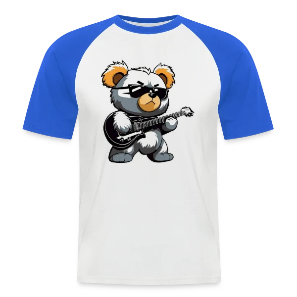 Ours en Peluche Heavy Metal à la Guitare sur T-shirt baseball manches courtes Homme
