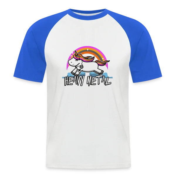 Licorne Heavy Metal Rockeuse sur T-shirt baseball manches courtes Homme