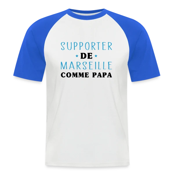 Supporter Marseillais Comme Papa sur T-shirt baseball manches courtes Homme