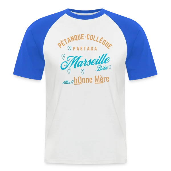 Mots Doux de Marseille sur T-shirt baseball manches courtes Homme