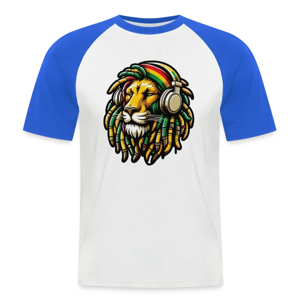 Lion Rasta Musique sur T-shirt baseball manches courtes Homme