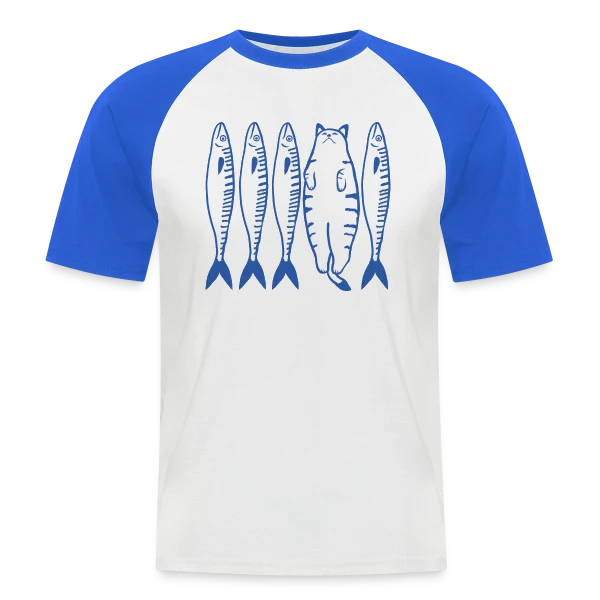 Chat Blanc et Compagnie sur T-shirt baseball manches courtes Homme