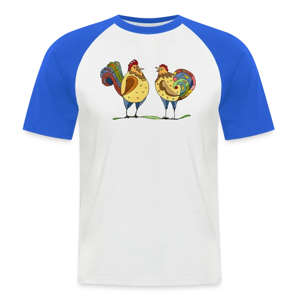 Duo Coq & Poule Champêtre sur T-shirt baseball manches courtes Homme
