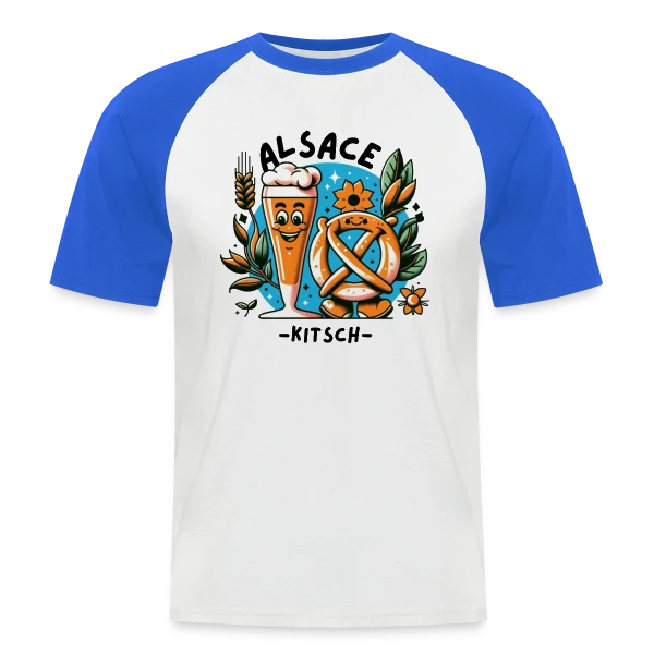 Alsace Kitsch Bière Bretzel sur T-shirt baseball manches courtes Homme