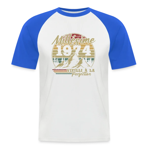 Millésime 1974 Vieilli à la Perfection sur T-shirt baseball manches courtes Homme