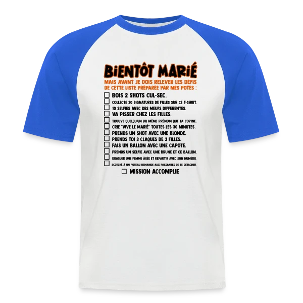 Défis EVG Futur Marié sur T-shirt baseball manches courtes Homme