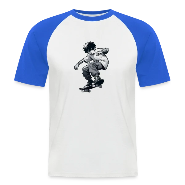 Jeune Skater Manga Urbain sur T-shirt baseball manches courtes Homme