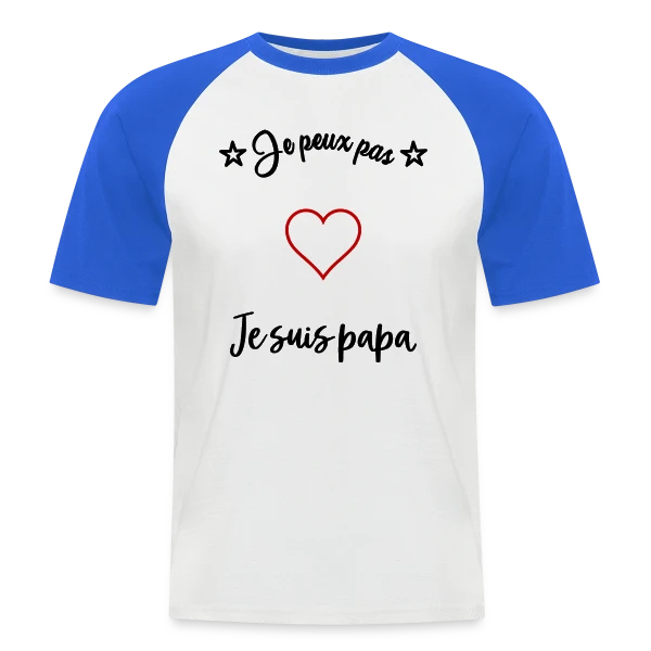 Cœur Papa : Je t'aime Super Papa sur T-shirt baseball manches courtes Homme