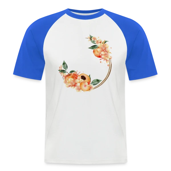 Pêche et Fleur en Couronne Tendance sur T-shirt baseball manches courtes Homme