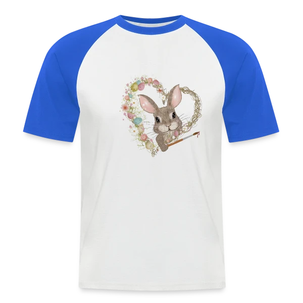 Lapin de Pâques Artiste : Cœur d'Œufs Pastel sur T-shirt baseball manches courtes Homme