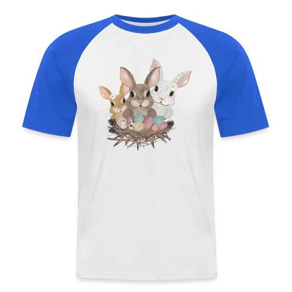 Famille de Lapins de Pâques Pastel Adorables sur T-shirt baseball manches courtes Homme