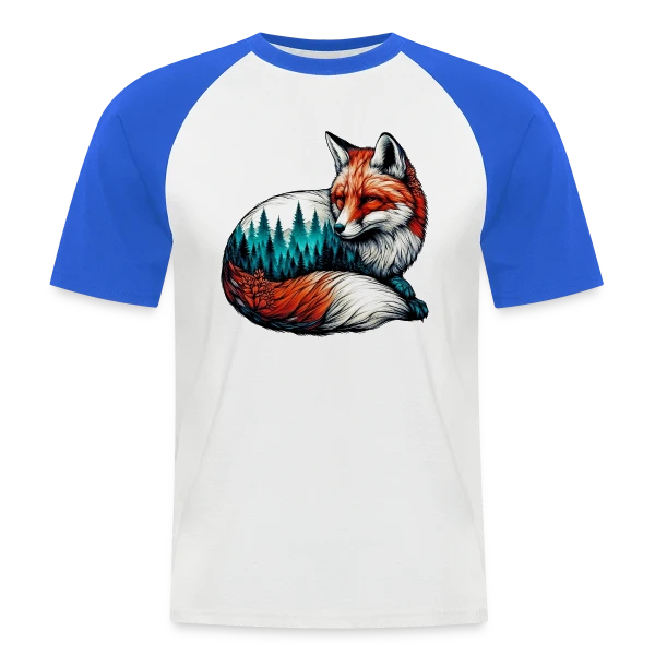 Renard Forêt Enchantée sur T-shirt baseball manches courtes Homme