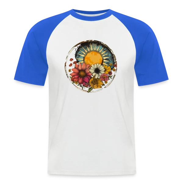 Soleil Floral Bohème sur T-shirt baseball manches courtes Homme