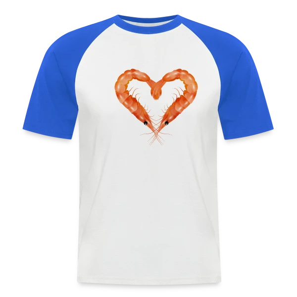 Cœur de Crevettes Roses sur T-shirt baseball manches courtes Homme