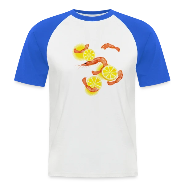 Crevettes et Citron Frais sur T-shirt baseball manches courtes Homme