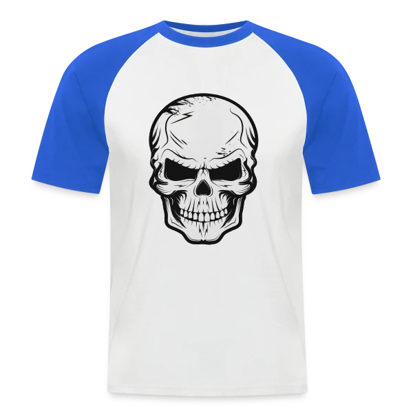 Crâne Sinistre et Malicieux sur T-shirt baseball manches courtes Homme