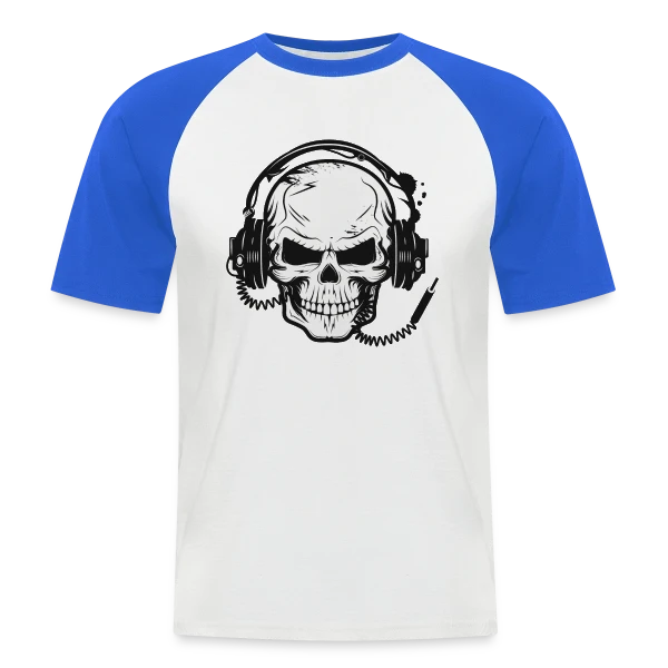 Tête de Mort Casque Audio - Esprit Rock sur T-shirt baseball manches courtes Homme