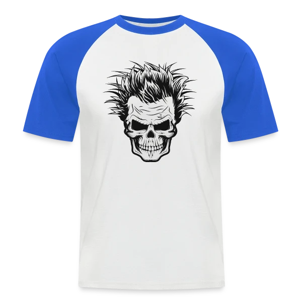 Crâne de Savant Fou sur T-shirt baseball manches courtes Homme