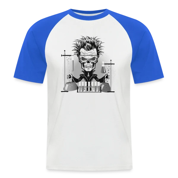Crâne Scientifique Déjanté au Labo sur T-shirt baseball manches courtes Homme