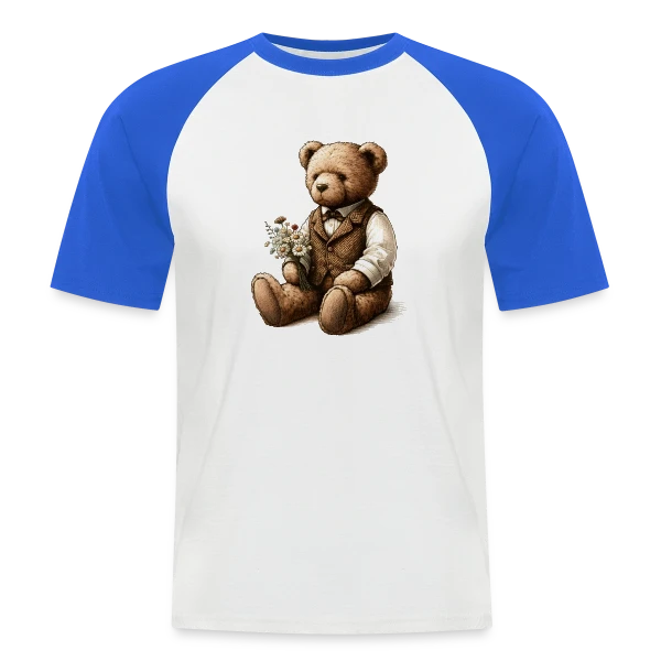 Teddy Vintage Fleuri: Douce Nostalgie sur T-shirt baseball manches courtes Homme