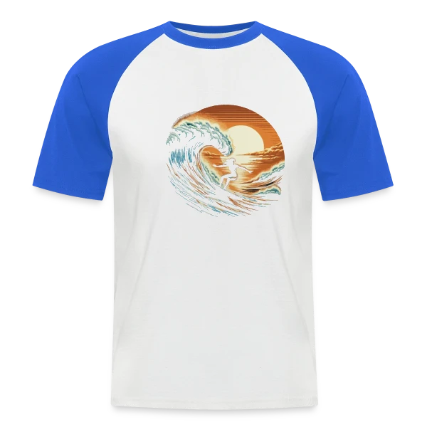Sunset Surfing Girl - Vague & Coucher de Soleil sur T-shirt baseball manches courtes Homme