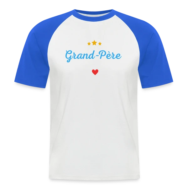 Grand-Père d'Amour : Personnalisé avec Noms des Petits-Enfants sur T-shirt baseball manches courtes Homme