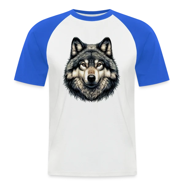 Tête de Loup Réaliste sur T-shirt baseball manches courtes Homme