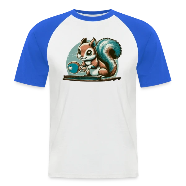 L'Écureuil Champion de Ping-Pong Cartoon sur T-shirt baseball manches courtes Homme