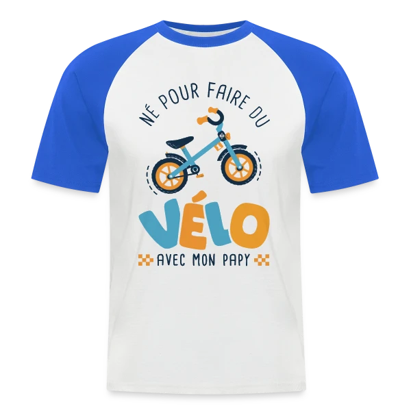 "Né pour le Vélo avec Papy" sur T-shirt baseball manches courtes Homme