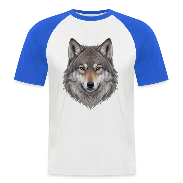 Tête de Loup Majestueuse sur T-shirt baseball manches courtes Homme