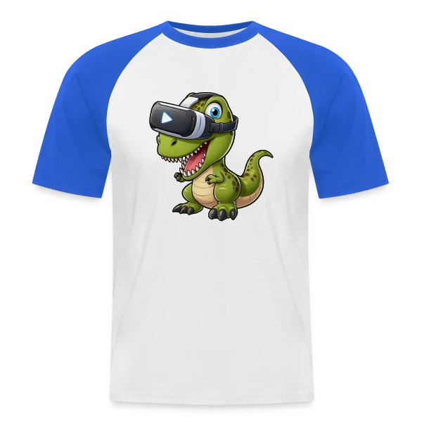 Dino T-Rex en Réalité Virtuelle – Humour Geek sur T-shirt baseball manches courtes Homme