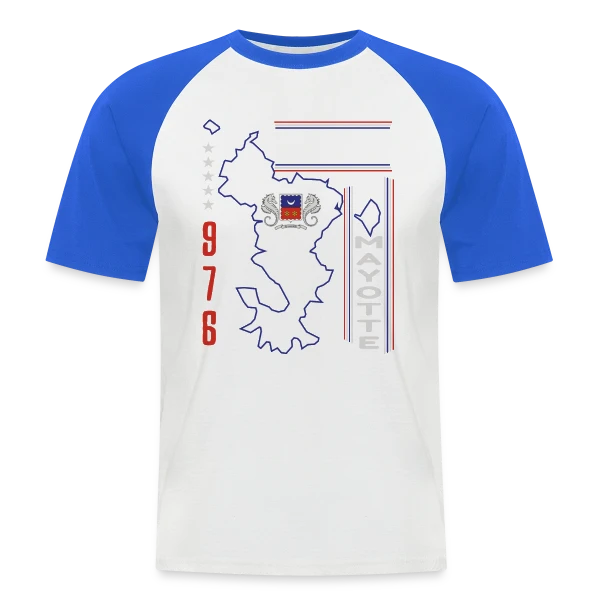 Carte Mayotte 976 sur T-shirt baseball manches courtes Homme
