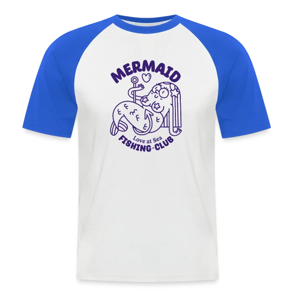Club de Pêche Sirène Amour sur T-shirt baseball manches courtes Homme