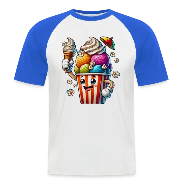 Glace Comic : Fun, Fraîcheur Estivale & Gourmandise sur T-shirt baseball manches courtes Homme