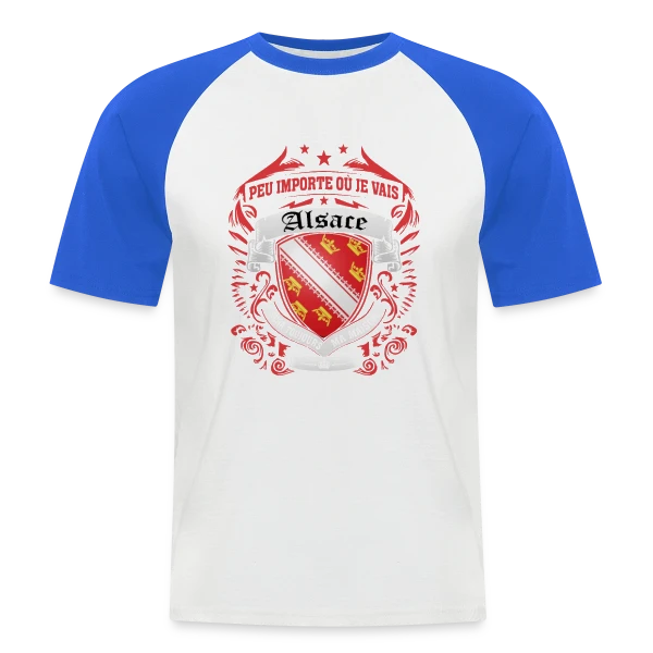 Alsace Mon Cœur Ma Maison sur T-shirt baseball manches courtes Homme