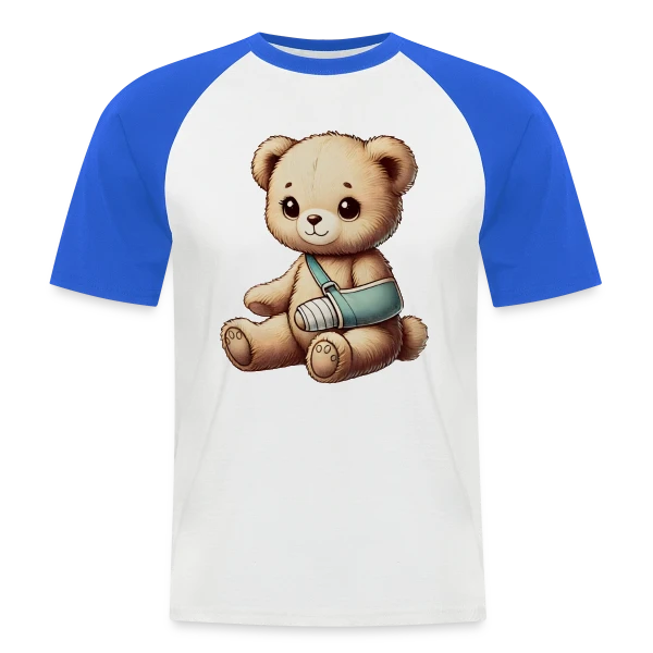 Teddy Réconfortant Plâtré : L'Ours Symbole de Courage et d'Amour sur T-shirt baseball manches courtes Homme
