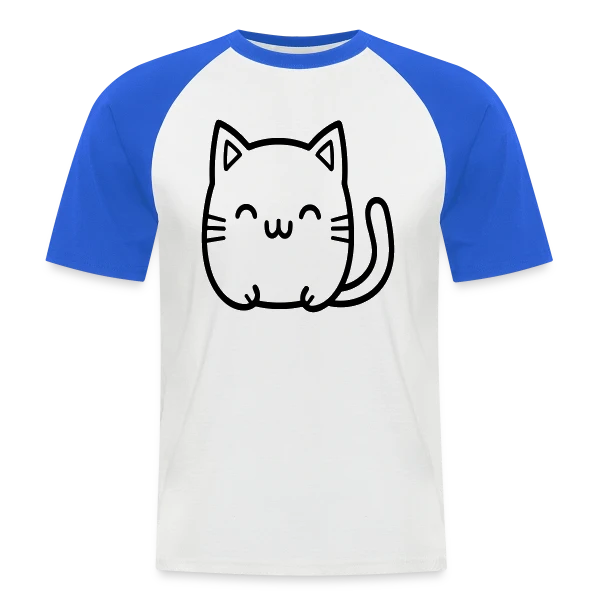 Chat Kawaii Souriant sur T-shirt baseball manches courtes Homme