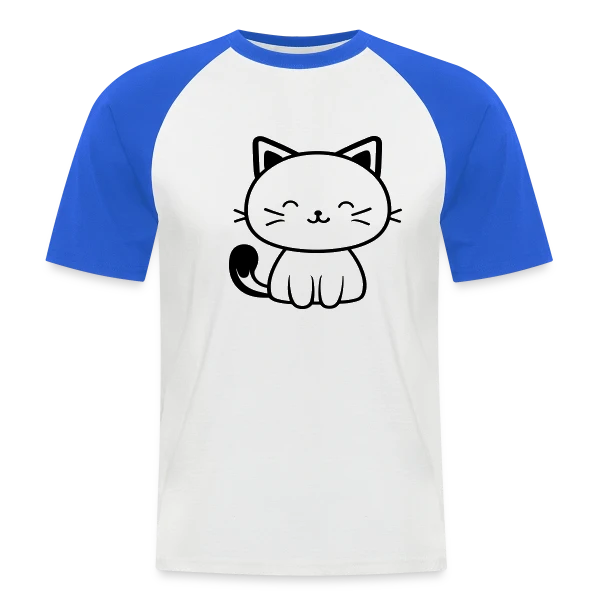 Chaton Kawaii Souriant sur T-shirt baseball manches courtes Homme