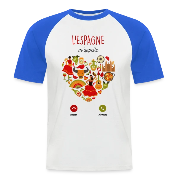 L'Espagne m'appelle : Destination soleil sur T-shirt baseball manches courtes Homme
