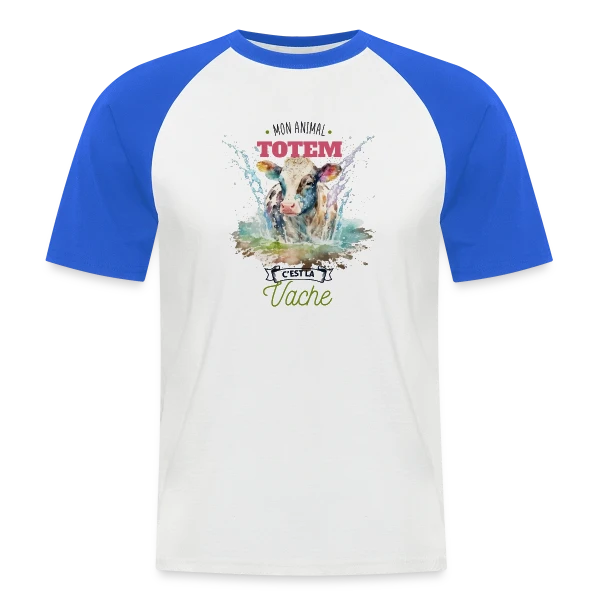Ma Vache, Mon Animal Totem Humour sur T-shirt baseball manches courtes Homme
