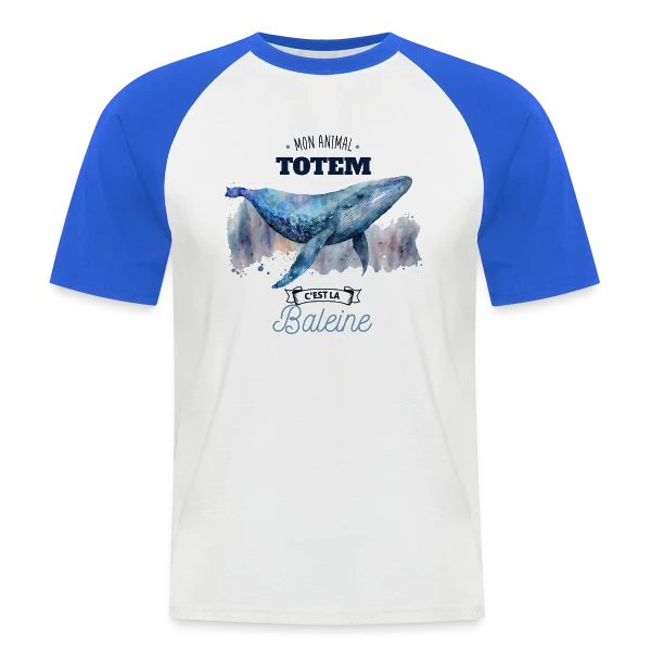 La Baleine, Mon Animal Totem sur T-shirt baseball manches courtes Homme