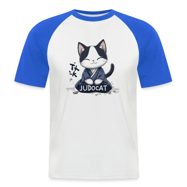 JUDOCAT: Le chat manga judoka sur T-shirt baseball manches courtes Homme