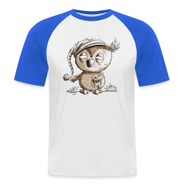 Petite Chouette de Nuit Endormie sur T-shirt baseball manches courtes Homme