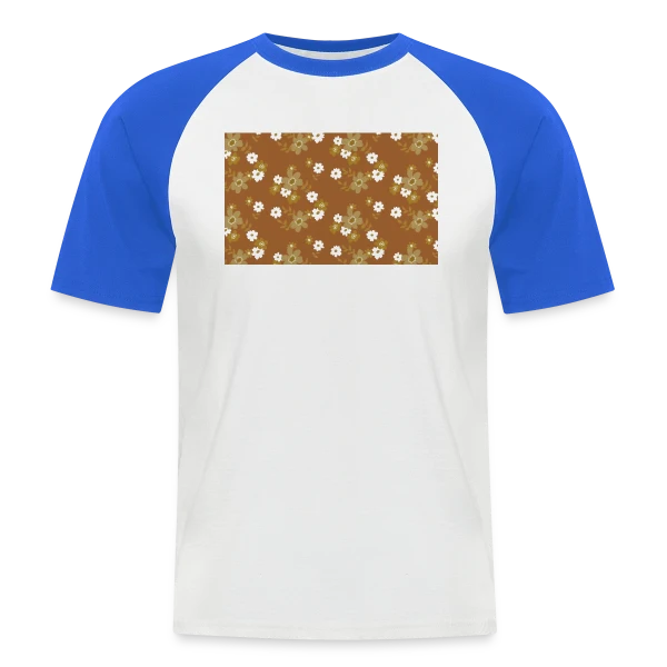 Fleurs Rétro Années 70 sur T-shirt baseball manches courtes Homme