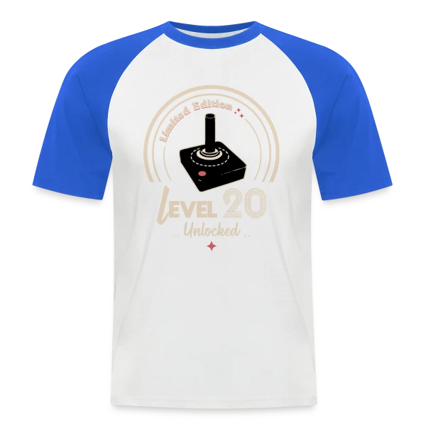 Gaming "Niveau 20 Débloqué" - Rétro Anniversaire sur T-shirt baseball manches courtes Homme
