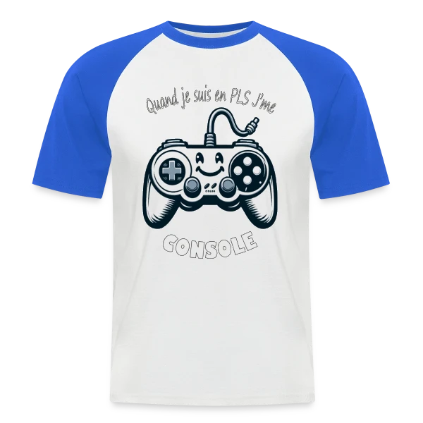 Joystick Souriant Rétro Gaming sur T-shirt baseball manches courtes Homme