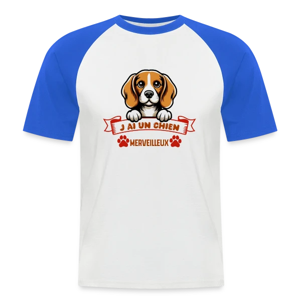 Beagle Adorable sur T-shirt baseball manches courtes Homme