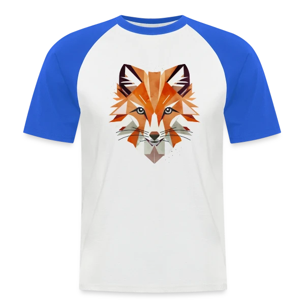 Renard Géométrique Éclatant sur T-shirt baseball manches courtes Homme