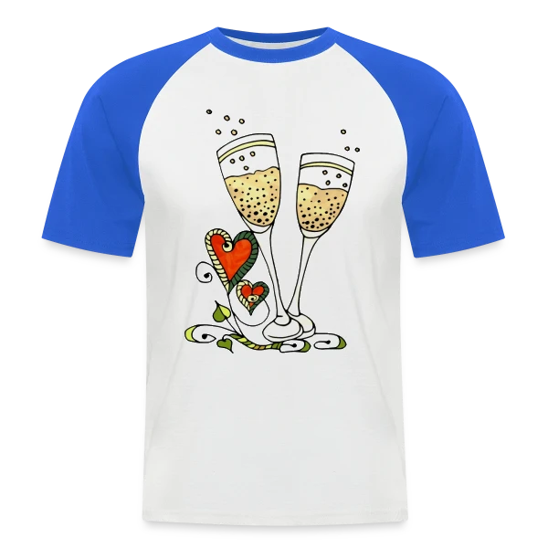 Verres Cœurs & Fêtes sur T-shirt baseball manches courtes Homme
